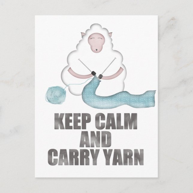 Keep Calm and Carry Yarn Postcard (Front)