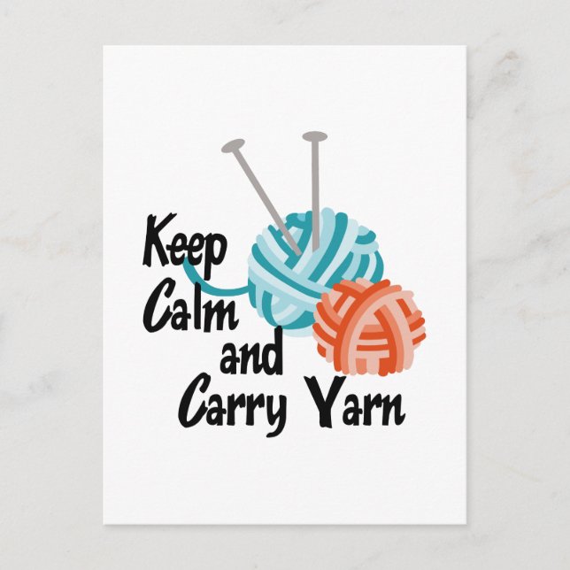 KEEP CALM AND CARRY YARN POSTCARD (Front)