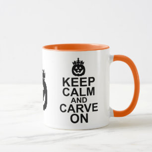 Keep Calm and Carve On Halloween Pumpkin Mug