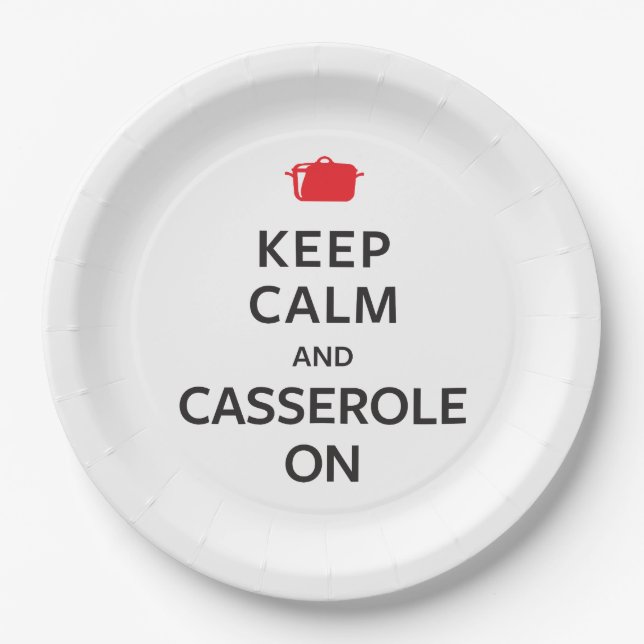 Keep Calm and Casserole On Paper Plate (Front)
