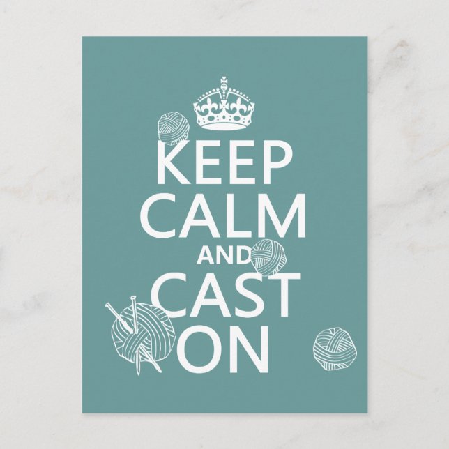 Keep Calm and Cast On - all colours Postcard (Front)