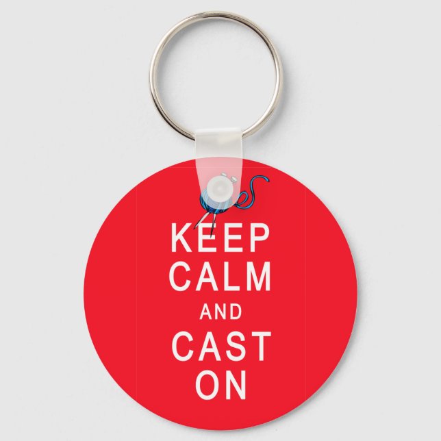 Keep Calm and Cast On Knitting Tshirt or Gift Key Ring (Front)