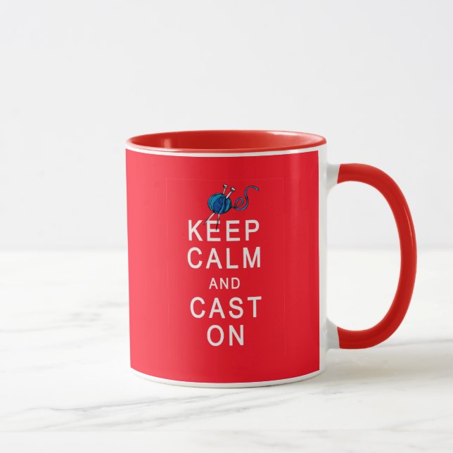 Keep Calm and Cast On Knitting Tshirt or Gift Mug (Right)