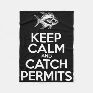 Keep Calm And Catch Fish - Fisherman Fishing Permi Fleece Blanket