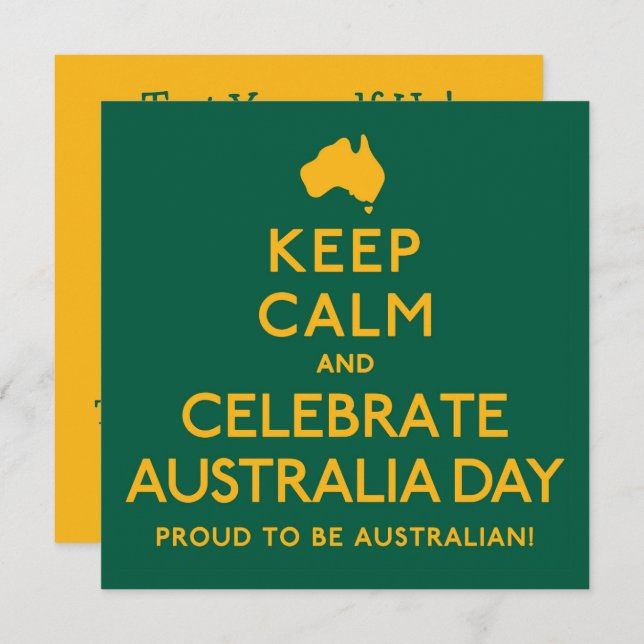 Keep Calm and Celebrate Australia Day! Invitation (Front/Back)