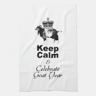 Keep Calm and Celebrate Goat Year 2027 KT Tea Towel