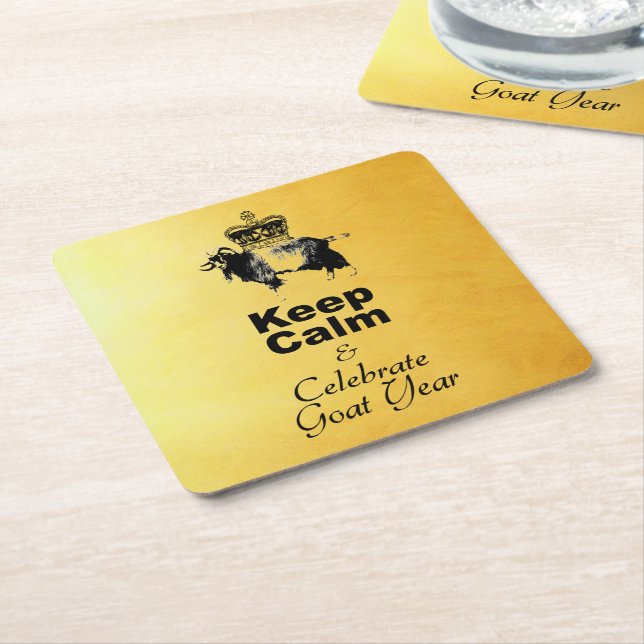 Keep Calm and Celebrate Goat year 2027 Pco Square Paper Coaster (Angled)