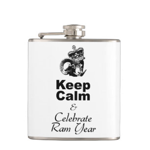 Keep Calm and Celebrate New Year of the Ram Hip Flask