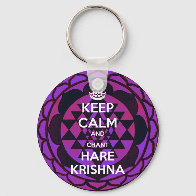 Keep Calm and Chant Hare Krishna Key Ring (Front)