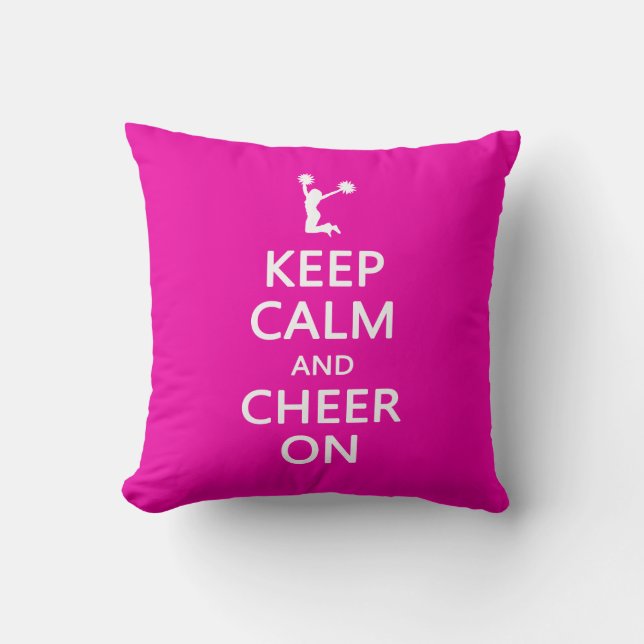 Keep Calm and Cheer On, Cheerleader Pink Cushion (Front)