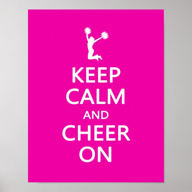 Keep Calm and Cheer On, Cheerleader Pink Poster (Front)