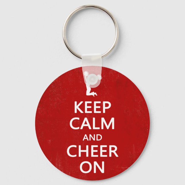 Keep Calm and Cheer On, Cheerleader Red Key Ring (Front)