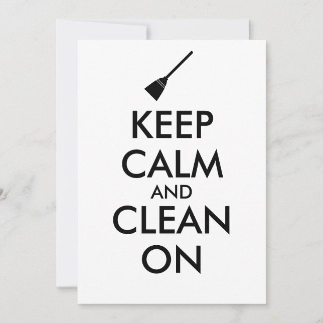 Keep Calm and Clean On Broom Custom Invitation (Front)