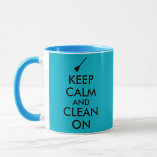 Keep Calm and Clean On Broom Custom Mug