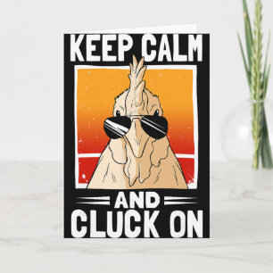 Keep Calm And Cluck On Chicken Retro Sunset Farm F Card