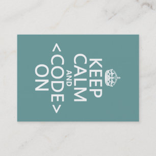Keep Calm and <Code> On - all colours Business Card