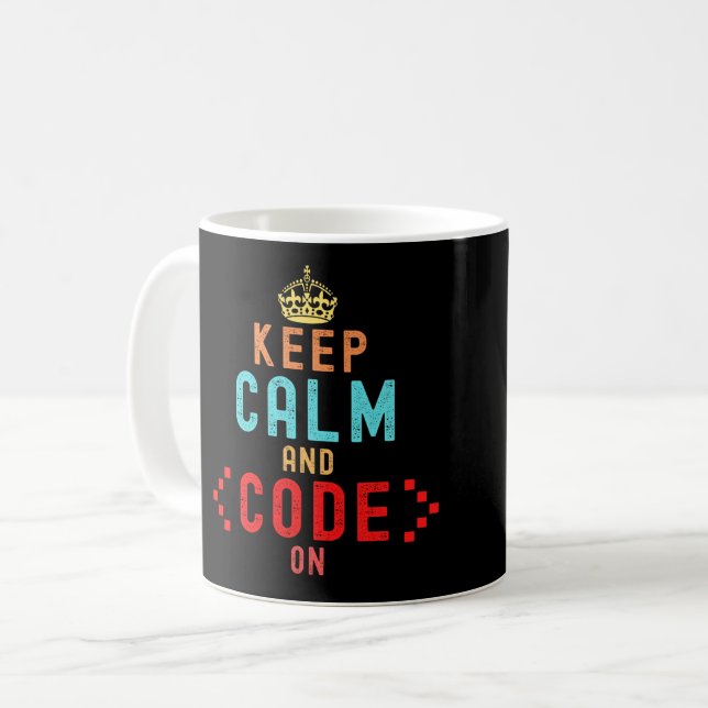 KEEP CALM AND CODE ON - PROGRAMMER YOGA COFFEE MUG (Front Left)