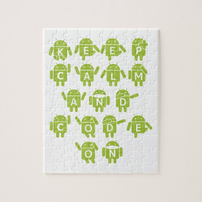 Keep Calm And Code On Software Developer Bugdroid Jigsaw Puzzle (Vertical)