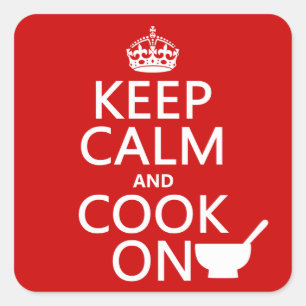 Keep Calm and Cook On Square Sticker