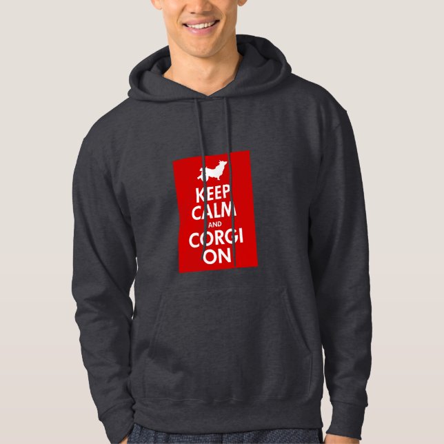 Keep Calm and Corgi On Wheeled Corgi Hoodie (Front)