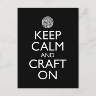 Keep Calm And Craft On Funny Knitting Crochet Postcard
