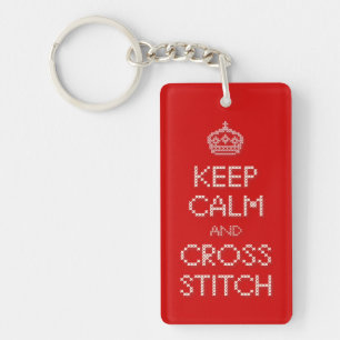 Keep Calm and Cross Stitch Key Ring