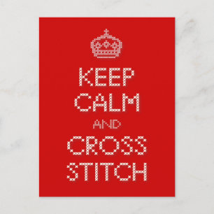 Keep Calm and Cross Stitch Postcard