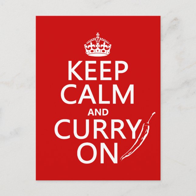 Keep Calm and Curry On Postcard (Front)