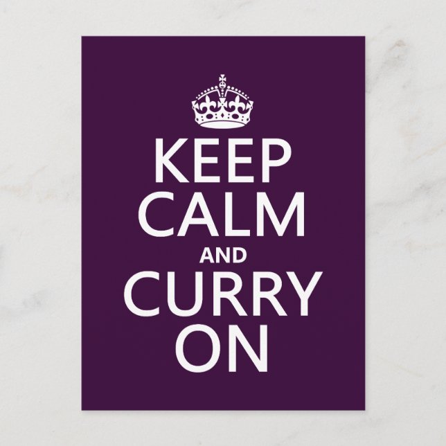 Keep Calm and Curry On Postcard (Front)