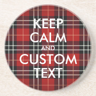 Keep Calm and Customise this Red Plaid Coaster