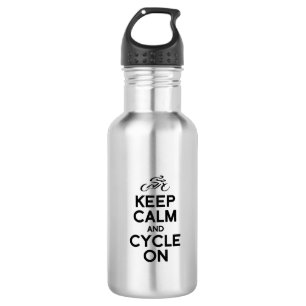 KEEP calm and cycle exercise bike biking bicycle r 532 Ml Water Bottle