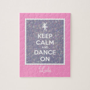 Keep Calm and Dance On Lavender Bokeh Jigsaw Puzzle