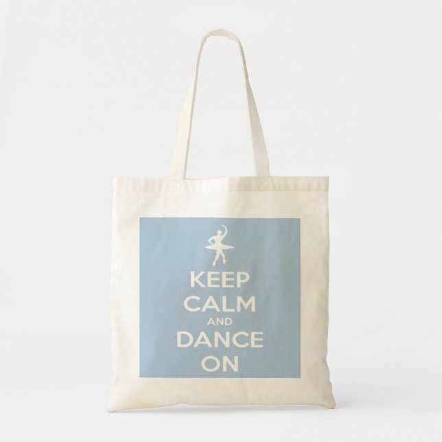 Keep Calm and Dance On Light Blue Tote Bag (Front)