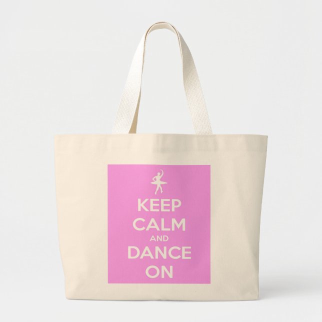 Keep Calm and Dance On Pink Jumbo Tote Bag (Front)