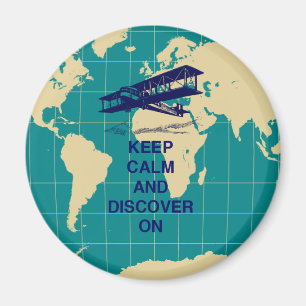 Keep Calm and Discover On motivational fun print Magnet