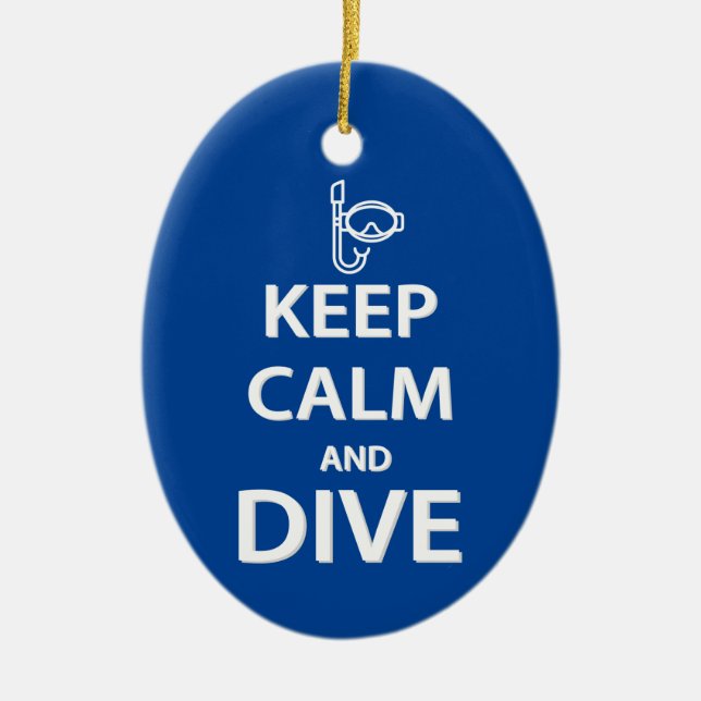 Keep calm and dive ceramic ornament (Front)