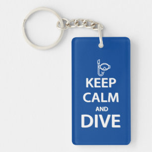 Keep calm and dive key ring