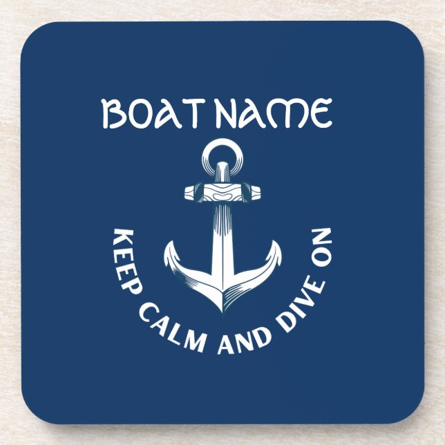Keep Calm And Dive On,Anchor Navy Blue  Coaster (Front)