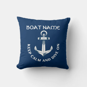 Keep Calm And Dive On,Anchor Navy Blue  Cushion