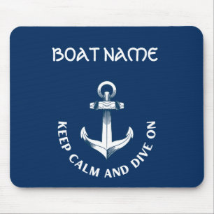 Keep Calm And Dive On,Anchor Navy Blue  Mouse Pad