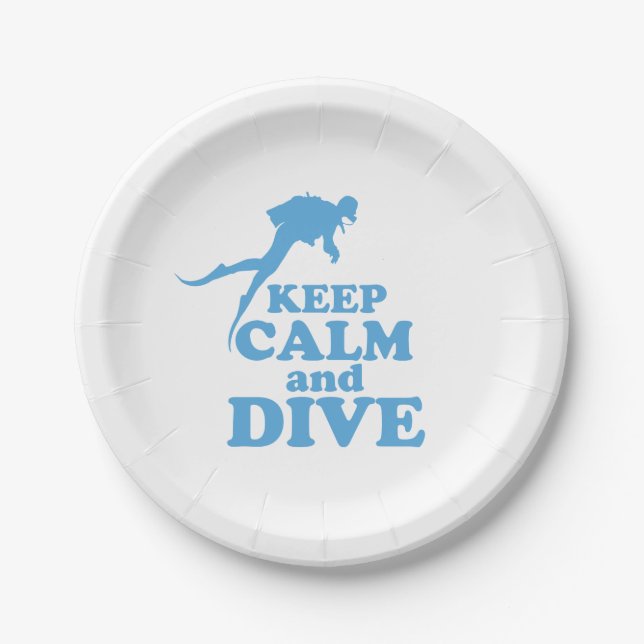Keep calm and dive paper plate (Front)
