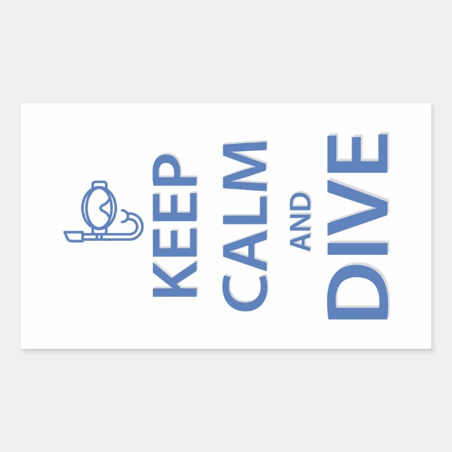 Keep calm and dive rectangular sticker (Front)