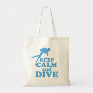 Keep calm and dive tote bag