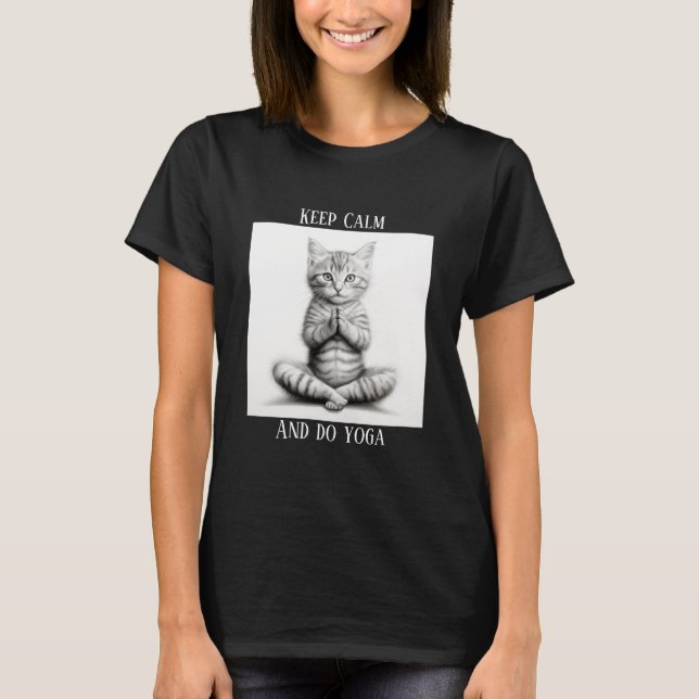 Keep calm and do yoga women T-Shirt yoga cat  (Front)