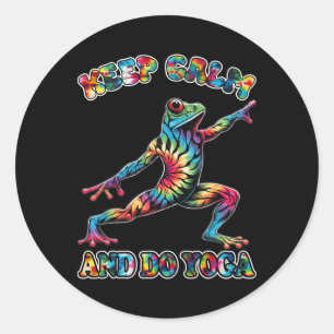 Keep Calm And Do Yoga Yoga Frog Tie Day Funny Classic Round Sticker