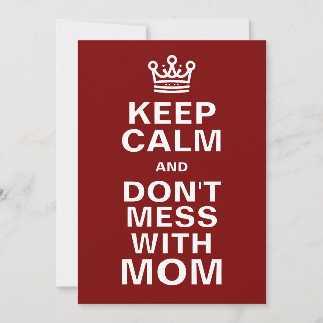Keep Calm And Don't Mess With Mum In Red Holiday Card (Front)