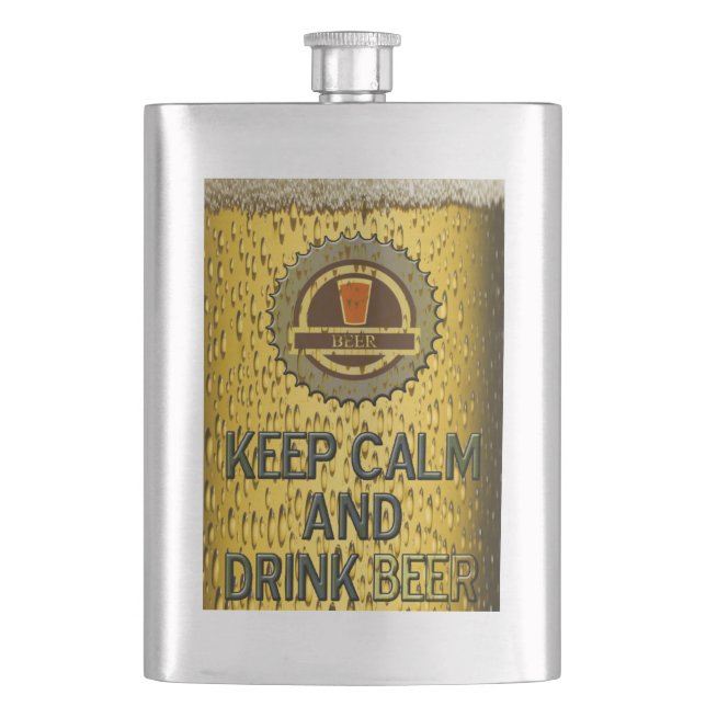 Keep calm and drink beer hip flask (Front)
