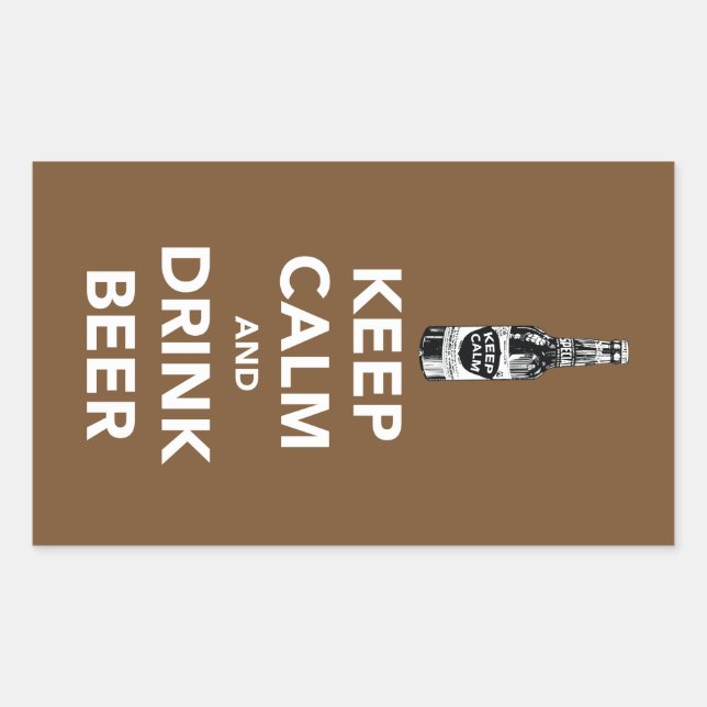 Keep calm and drink beer rectangular sticker (Front)