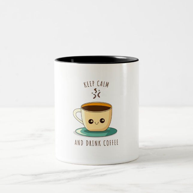 Keep Calm and Drink Coffee Two-Tone Coffee Mug (Center)