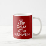 Keep calm and drink Glühwein Christmas mugs<br><div class="desc">Keep calm and drink Glühwein Christmas mugs. Cute xmas gift idea for men and women during the Holidays. Customise background colours ie red. Create your own funny KeepCalmandCarryOn parody. Edit the text of this template to make your own unique quote design. Personalised mugs are a great gift idea for friends...</div>